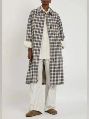 The Row Tavishina checked silk-blend coat